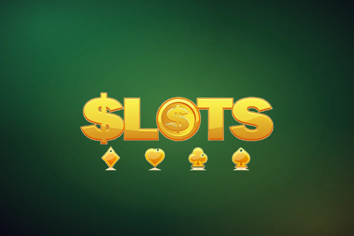 Gold SLOTS lettering with card suits
