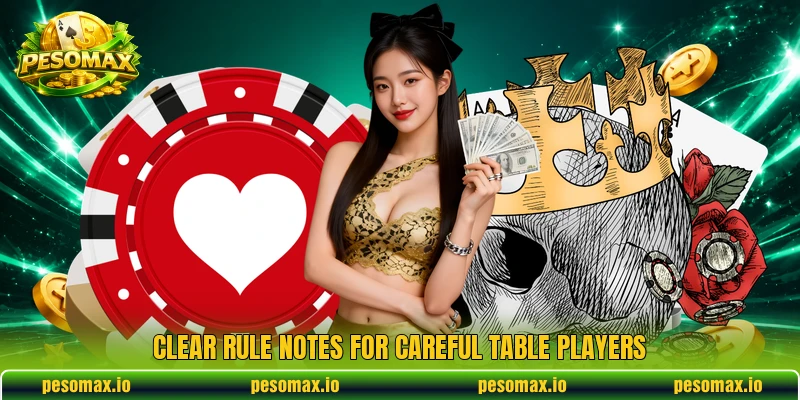 Clear rule notes for careful table players Clear rule notes for careful table players