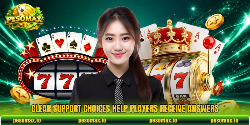 Clear support choices help players receive answers Clear support choices help players receive answers