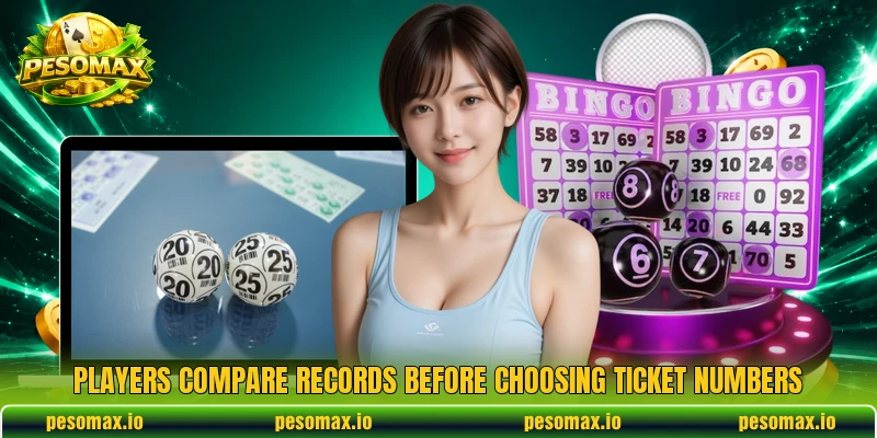 Players compare records before choosing ticket numbers Players compare records before choosing ticket numbers