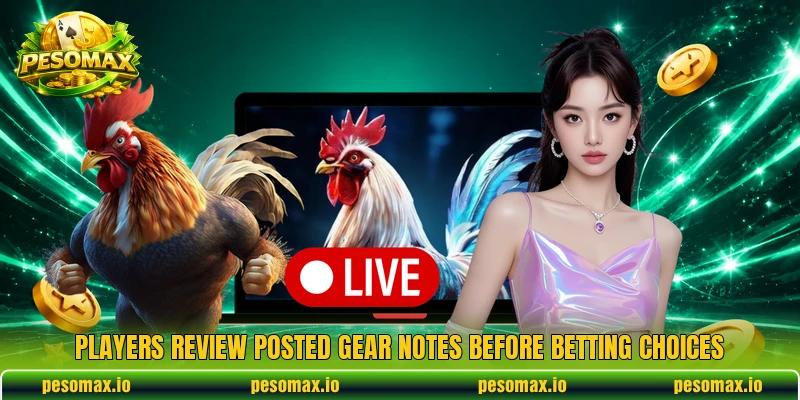 Players review posted gear notes before betting choices
